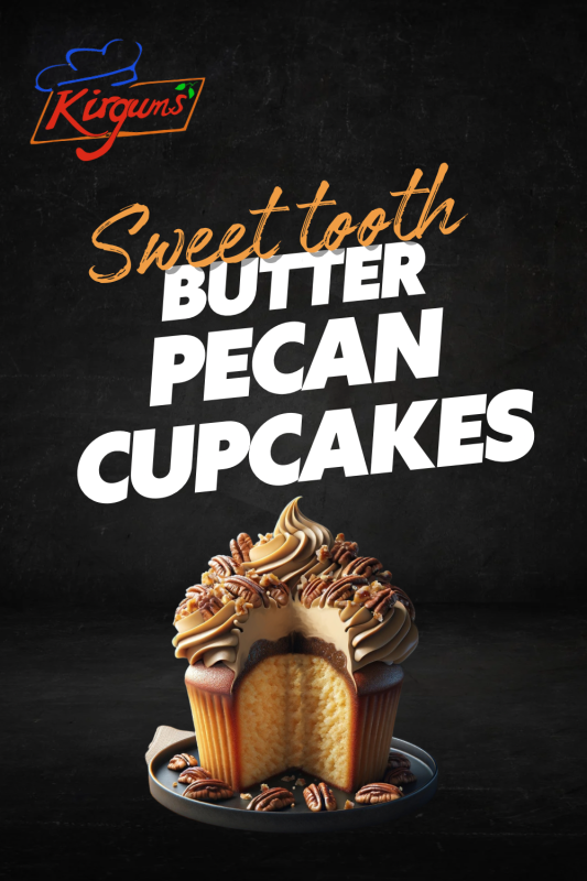 Butter Pecan Cupcakes with roasted pecans