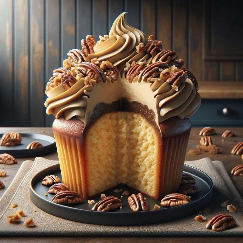 Butter Pecan Cupcakes with Roasted Pecans