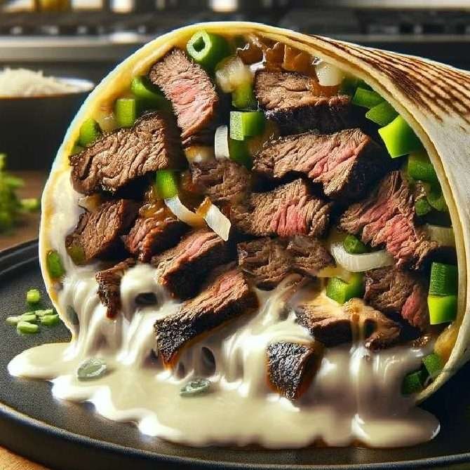 Philly cheese steak burrito